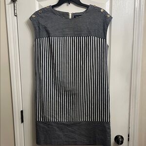 Jones New York Navy and White Striped Mini Dress